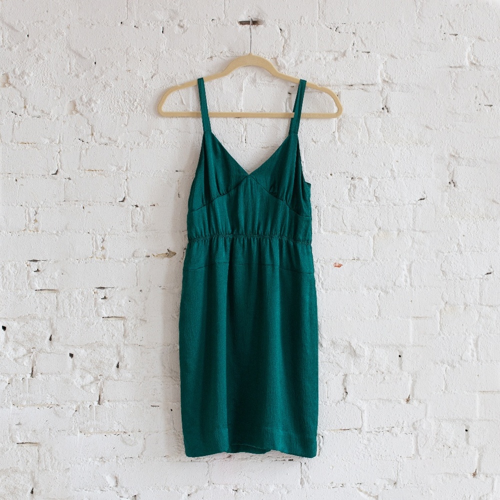 Green silk J. Crew cocktail dress